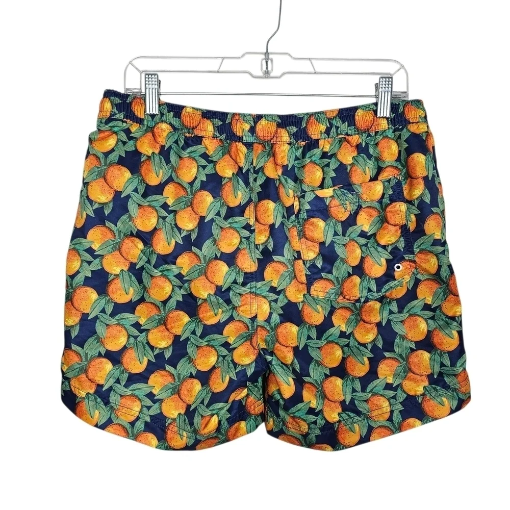 Vibrant Orange and Green Pineapple Swim Trunks